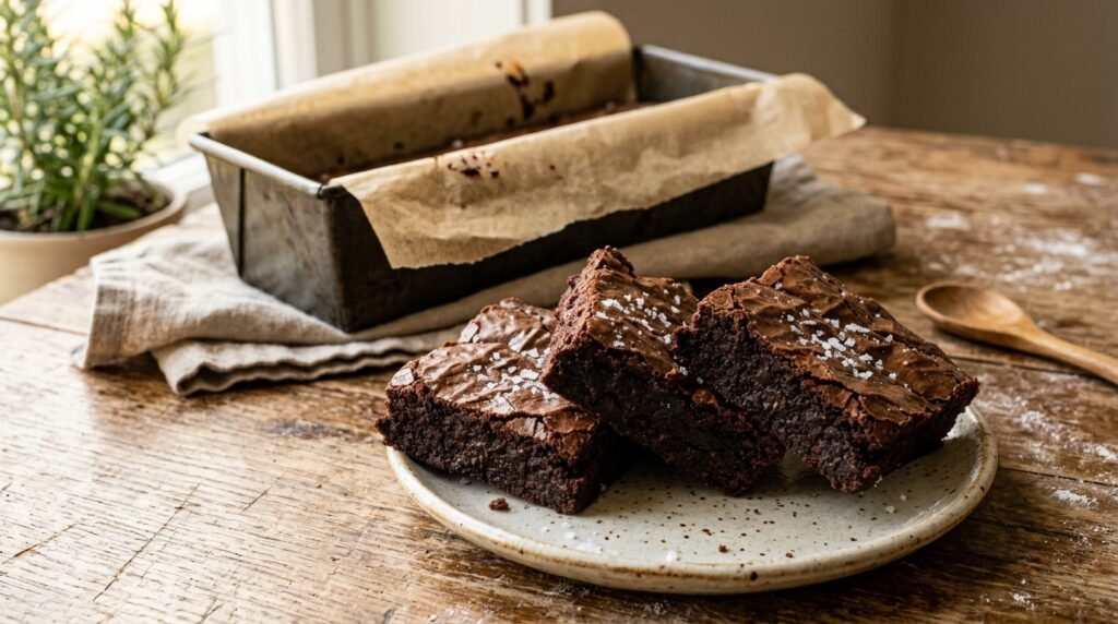 small batch fudgy brownies in loaf pan